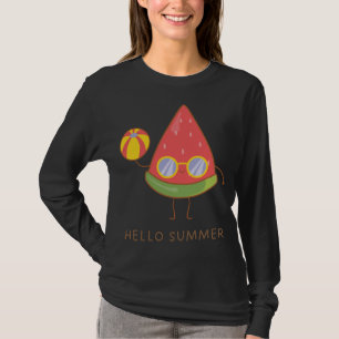 Camiseta Alô Summer Cute Watermelon Óculos de sol Vacinação