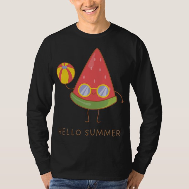 Camiseta Alô Summer Cute Watermelon Óculos de sol Vacinação (Frente)