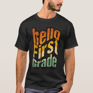 Camiseta Alô Texto Wavy De Primeiro Grau 1 rua De Volta Par