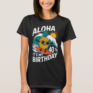 Camiseta Aloha 40º Aniversário Havaí Abacaxi Surfe Tropi