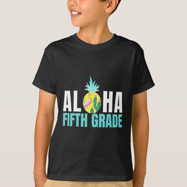 Camiseta Aloha 5º ano de volta às escolas Professores Gif (Frente)