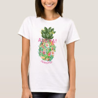 Aloha Abacaxi Floral Tropical Nome Personalizado