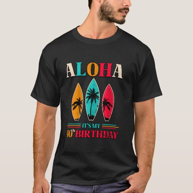 Camiseta Aloha aniversário de 40 anos Hawaii Tropical Beach (Frente)