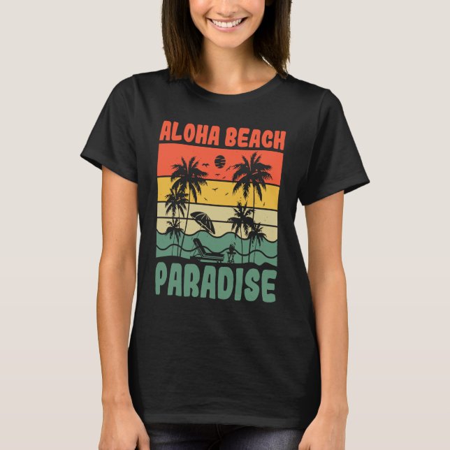 Camiseta Aloha Beach Paradise Ocean Tropical Summer Vacatio (Frente)