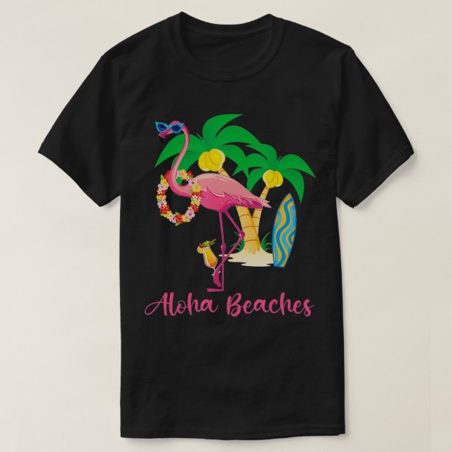 Camiseta Aloha Beaches Flores Havaianas Floral Flamingo Coc (Frente do Design)
