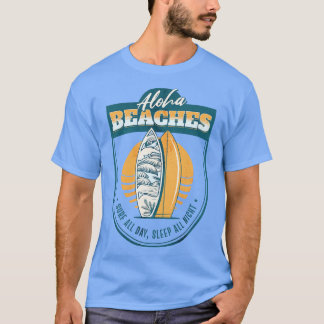 Camiseta Aloha Beaches surfboards surfando no Havaí no Hava