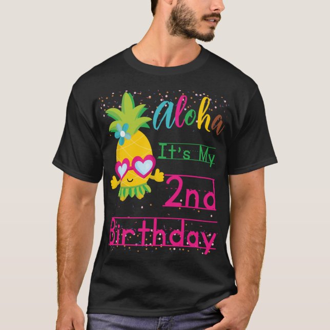 Camiseta Aloha É a minha segundo aniversário Fruta dos ócul (Frente)