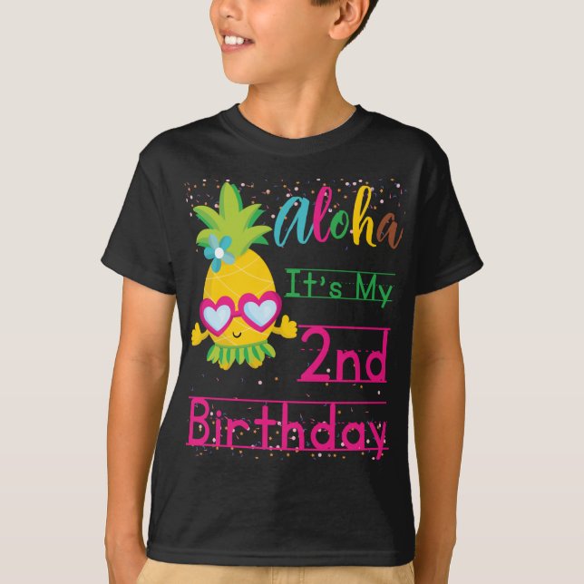 Camiseta Aloha É a minha segundo aniversário Fruta dos ócul (Frente)