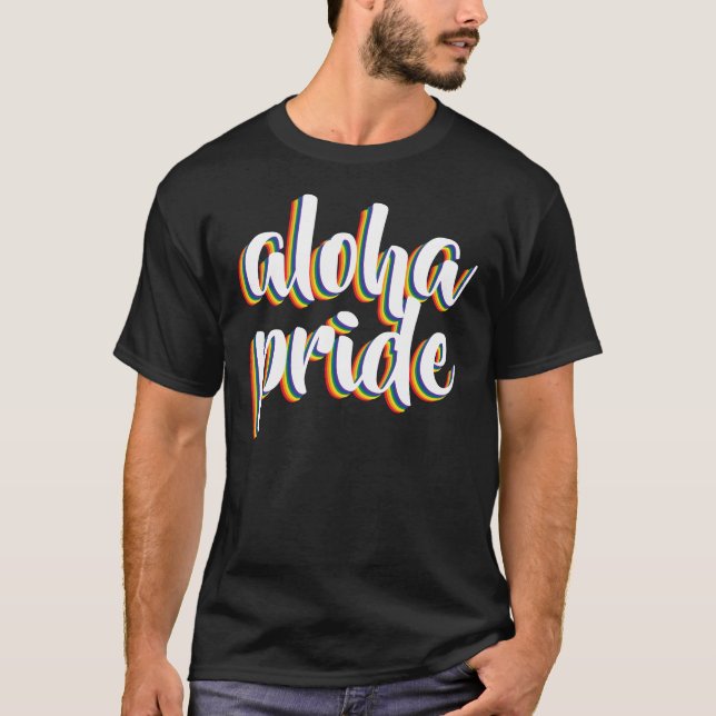 Camiseta Aloha É Aloha Orgulho Arco-íris Havaí (Frente)