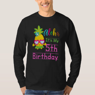 Camiseta Aloha É o meu 5 Aniversário de Hoje Raparigas do H