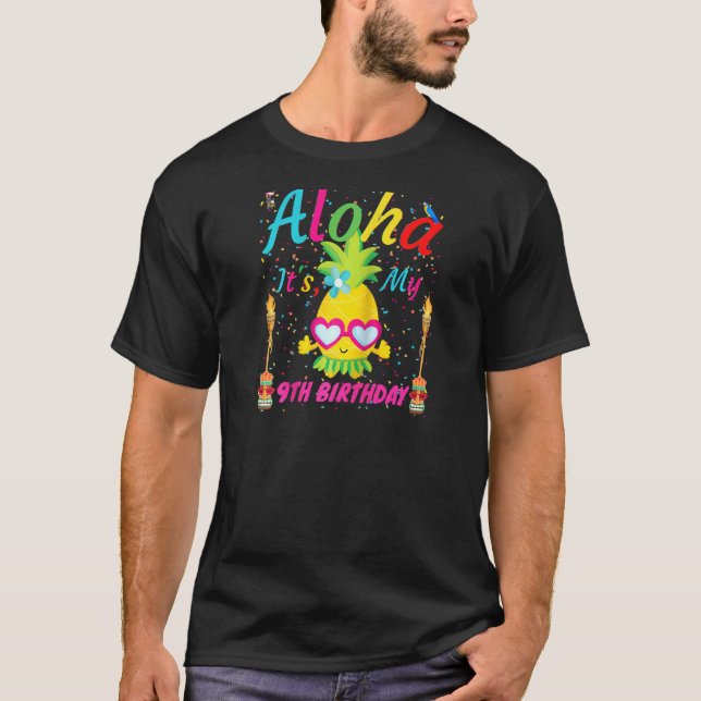 Camiseta Aloha É o meu 9º aniversário Hawaii, 9 anos rapari (Frente)