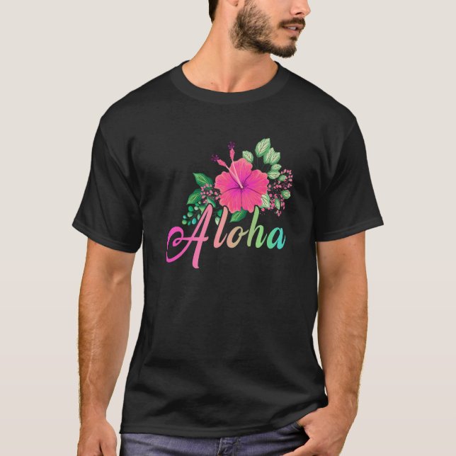 Camiseta Aloha Flower Hawaii Havaii - Surf da Ilha Havaiana (Frente)