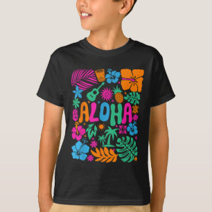 Camiseta Aloha Havaí Boho Retro Shaka Hibisco Férias Tr