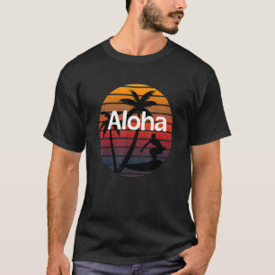 Camiseta Aloha Havaí Design de Férias do Pôr do Sol Vintage