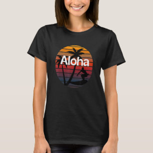 Camiseta Aloha Havaí Design de Férias do Pôr do Sol Vintage