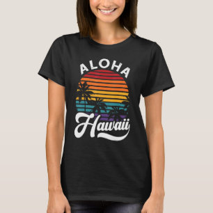 Camiseta Aloha Havaí Design Retro Vintage Pôr do Sol Pul Ho