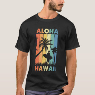 Camiseta Aloha Havaí Ilha Praia da Palmeira Prancha de Surf