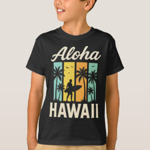Camiseta Aloha Havaí - Praia de Surf Palmeira Pôr do Sol 