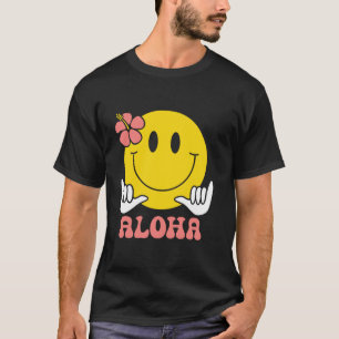 Camiseta Aloha Havaiano Sorriso Fofo Face Shaka Hibiscus Cr
