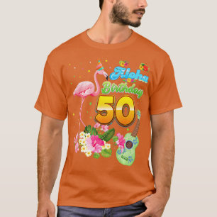 Camiseta Aloha Hawaii 50º aniversário 50 anos Flamingo H