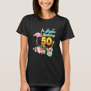 Camiseta Aloha Hawaii 50º aniversário 50 anos Flamingo H