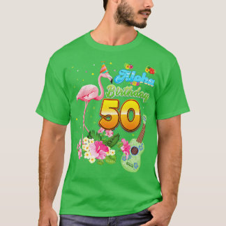 Camiseta Aloha Hawaii 50º aniversário 50 anos Flamingo H