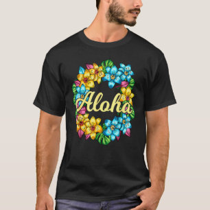 Camiseta Aloha Hawaii Havaiano Lei Flor Luau Par Havaiano