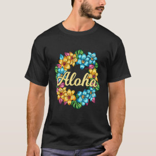 Camiseta Aloha Hawaii Havaiano Lei Flor Luau Par Havaiano
