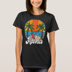 Camiseta Aloha Hawaii Havaiano Para Meninas Palm Tree Su
