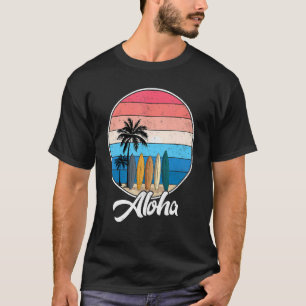 Camiseta Aloha Hawaii Havaiano Para Meninas Palm Tree Su