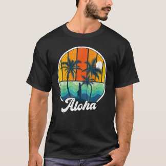 Camiseta Aloha Hawaii Havaiano Para Meninas Palm Tree Su