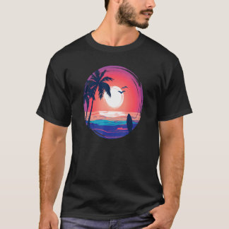 Camiseta Aloha Hawaii Hawaiian Island Palm Beach Surfboard 