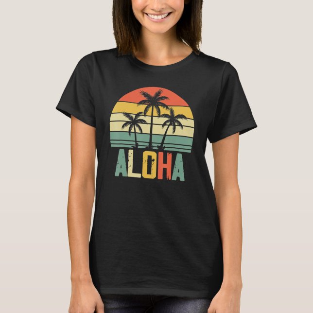 Camiseta Aloha Hawaii Hawaiian Island Shirt Palm Beach Surf (Frente)