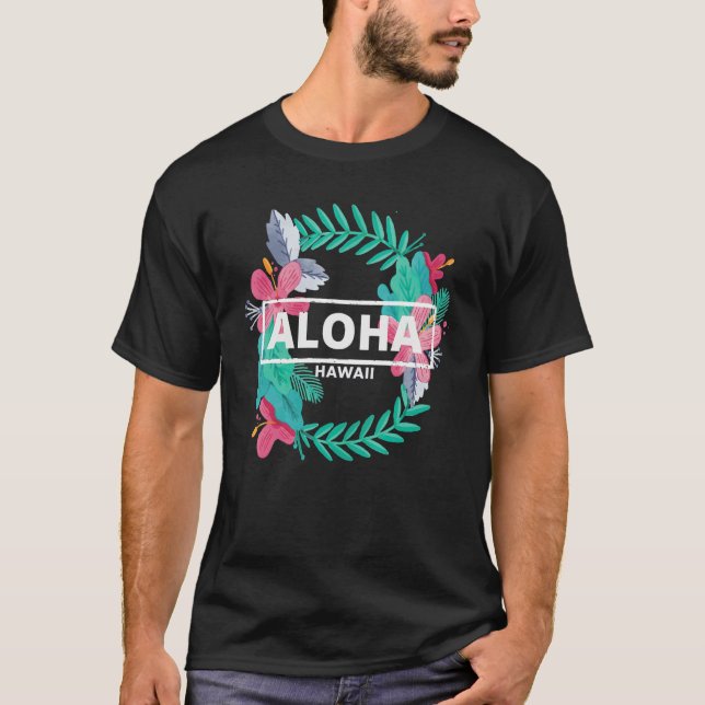 Camiseta Aloha Hawaii  Hibiscus Flowers  Aesthetic Design   (Frente)