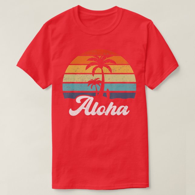 Camiseta Aloha Hawaii Ilha Havaiana Shirt Palm Beach Surf (Frente do Design)