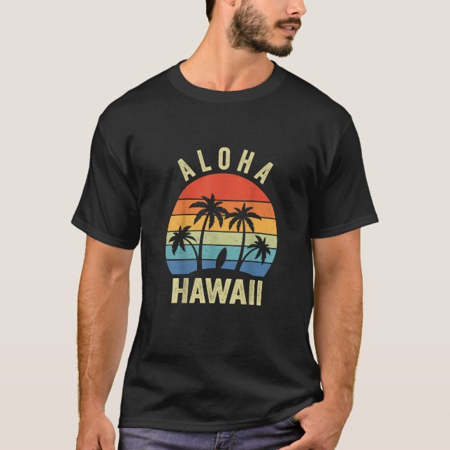 Camiseta Aloha Hawaii Ilha Havaiana Shirt Palm Beach Surf (Frente)