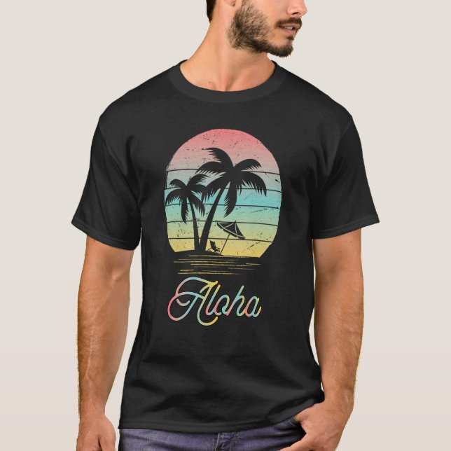 Camiseta Aloha Hawaii Ilha Hawaii - Prancho de Palm Beach (Frente)
