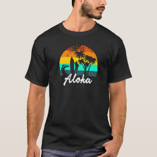 Camiseta Aloha Hawaii Island Palm Beach Surfboard