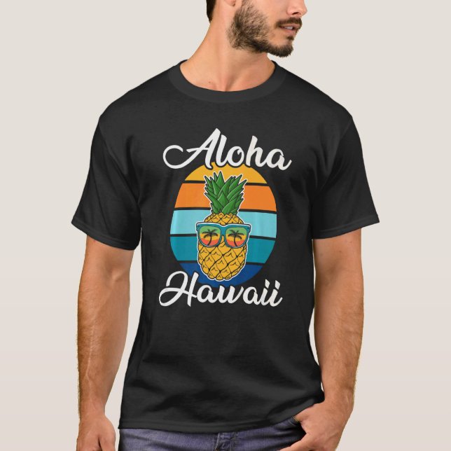 Camiseta Aloha Hawaii praia havaiana abacaxi havaiana Pre (Frente)