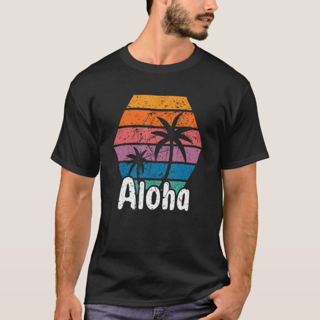 Camiseta Aloha Hawaii Surfing Retro Sunset 21 (Frente)
