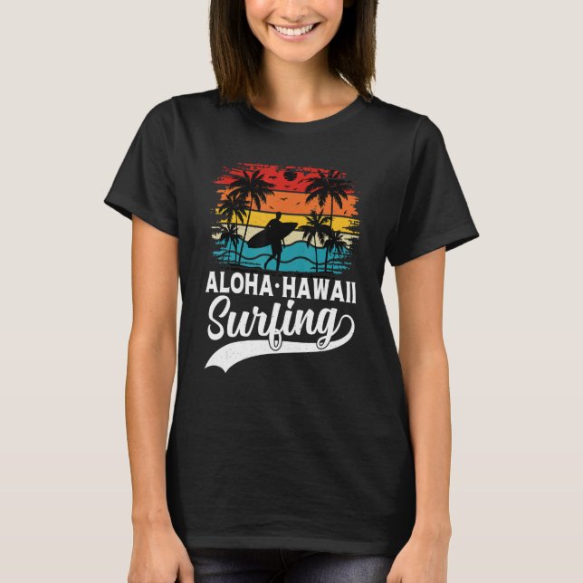 Camiseta Aloha Hawaii Surfing Summer Vacation Beach Wave Su (Frente)