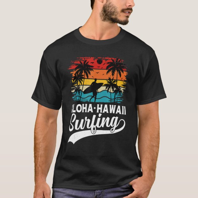 Camiseta Aloha Hawaii Surfing Summer Vacation Beach Wave Su (Frente)