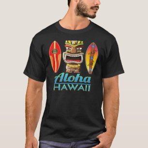 Camiseta Aloha Hawaii Tiki E Surfboards Premium