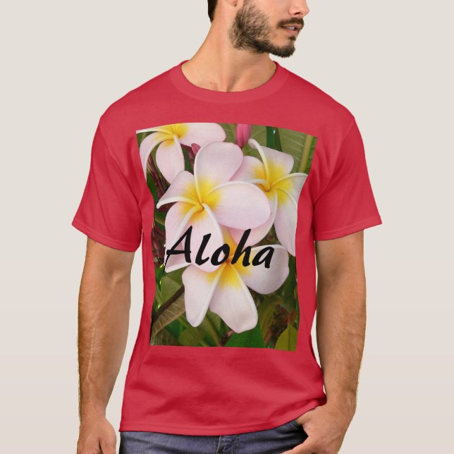 Camiseta Aloha Hawaiian Frangipani Blossoms Plumerias (Frente)