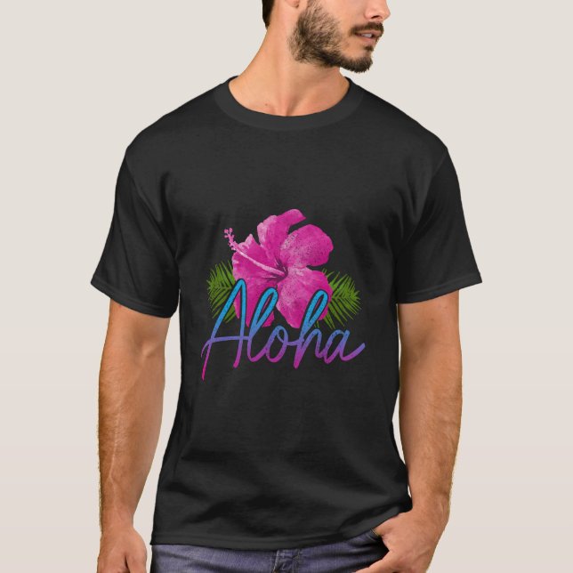 Camiseta Aloha Hawaiian Islands Hawaii Surf Hibiscus Flower (Frente)