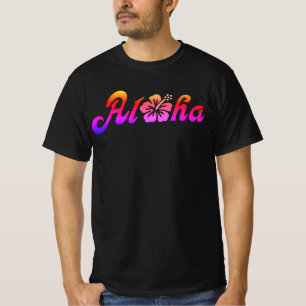 Camiseta Aloha Hibisco - desenho simples do Havaí + suas id