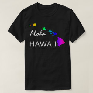 CAMISETA ALOHA - ILHAS HAWAII NEON RAINBOW