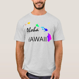 CAMISETA ALOHA - ILHAS HAWAII NEON RAINBOW