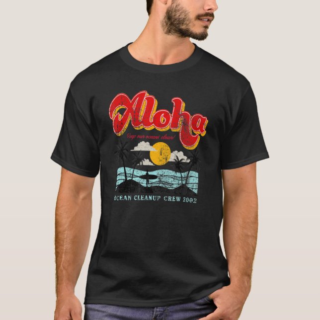 Camiseta Aloha Mantenha nossos oceanos limpos (Frente)