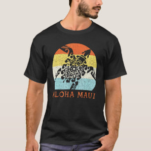 Camiseta Aloha Maui Vintage Havaiano Ilha Tribal Tartaruga